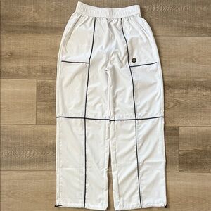 White Wide Leg Pants with Black Trim